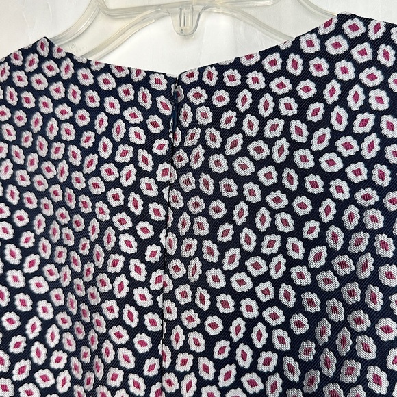 J.Crew Navy & Pink Jacquard Piper Foulard Print A-line Career Dress Sz 12 - Picture 12 of 17